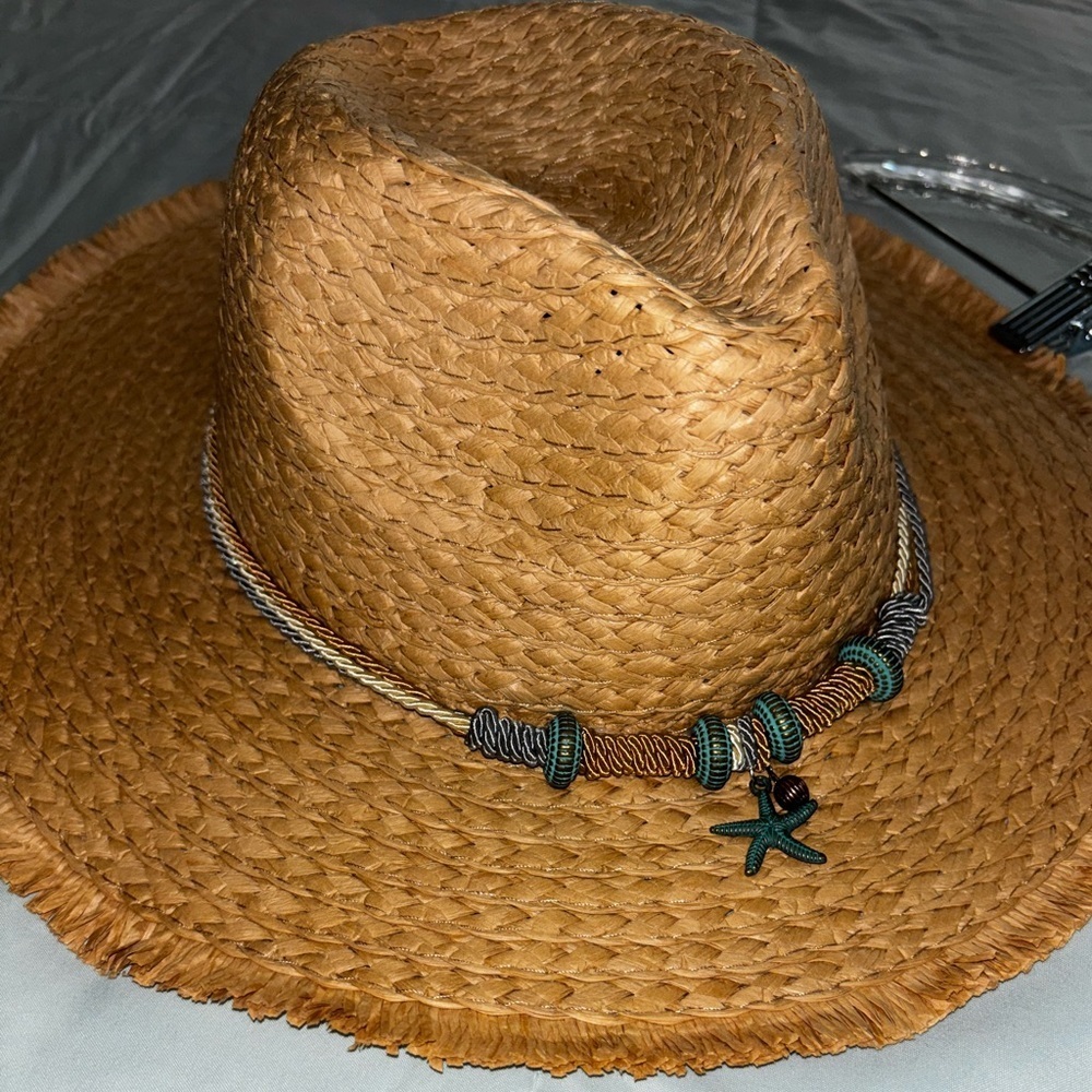 Stetson Brown Straw Hat with Starfish Charm - Picture 2 of 3
